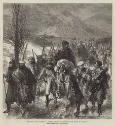 The Civil War in Spain, a Navarre Column of Carlists on the March to Carascal